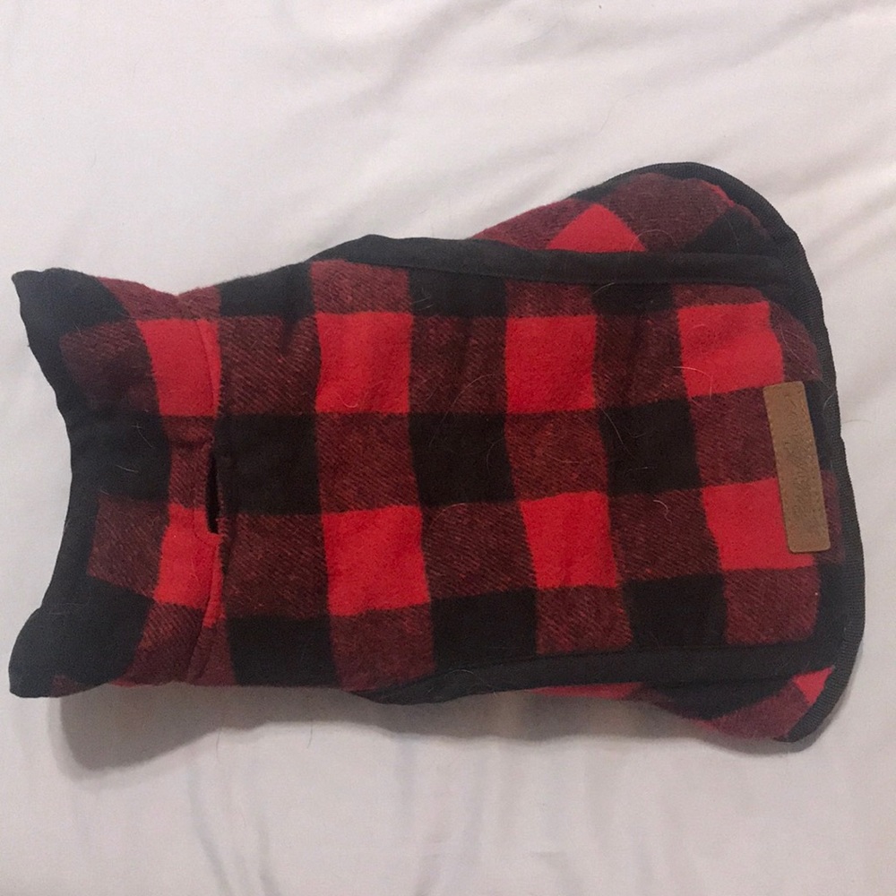 Buffalo plaid winter coat for puppy